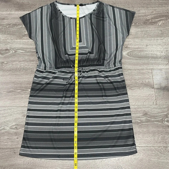 Prana Lindy Dress Black and White Pullover Drawstring Waist M - Picture 13 of 16